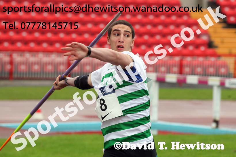 James Bondgart (WGEL) javelin winner, British National League, Division 1, Gateshead. Photo: David T. Hewitson/Sports for All Pics